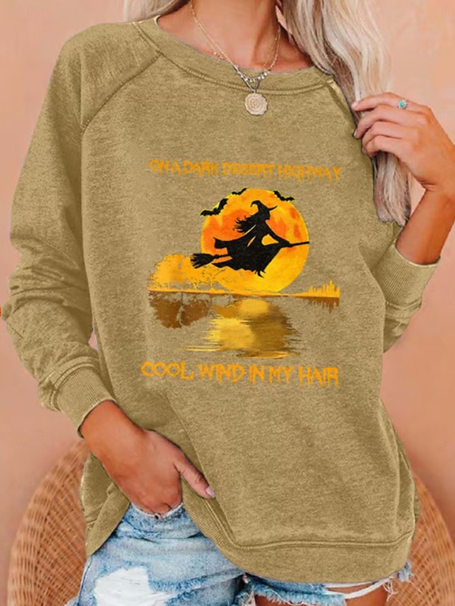 Pentru femei Hanorac pulover Halloween Modă Casual Manșon Lung Stil Nautic Topuri obișnuite Casual Imprimeu Negru Galben Roșu-aprins Albastru piscină Portocaliu Vară Primăvară Toamnă 2025 - $24.99 –P5