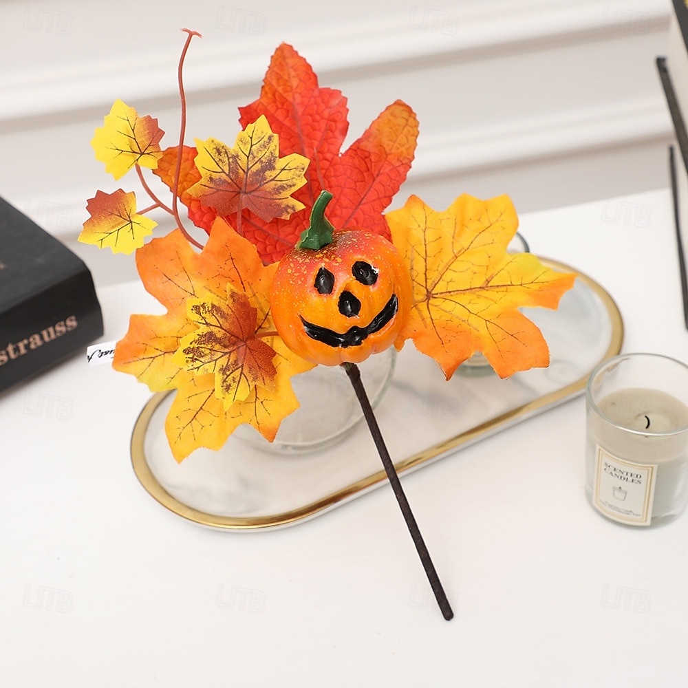 Φθινοπωρινό στολίδι για το Halloween με φύλλα σφενδάμου, κολοκύθα, κουκουνάρια και κόκκινα μούρα για διακόσμηση φθινοπωρινού φεστιβάλ συγκομιδής, τρομακτική σκηνή για το Halloween, φθινοπωρινά 2025 - $3.49 –P11
