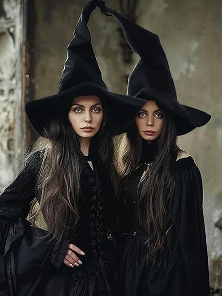 Costume Da Strega Per Ragazze Con Cappello E Bacchetta - Vestito Lungo Con Maniche A Sbuffo, Viola, Taglie 3-14 Anni