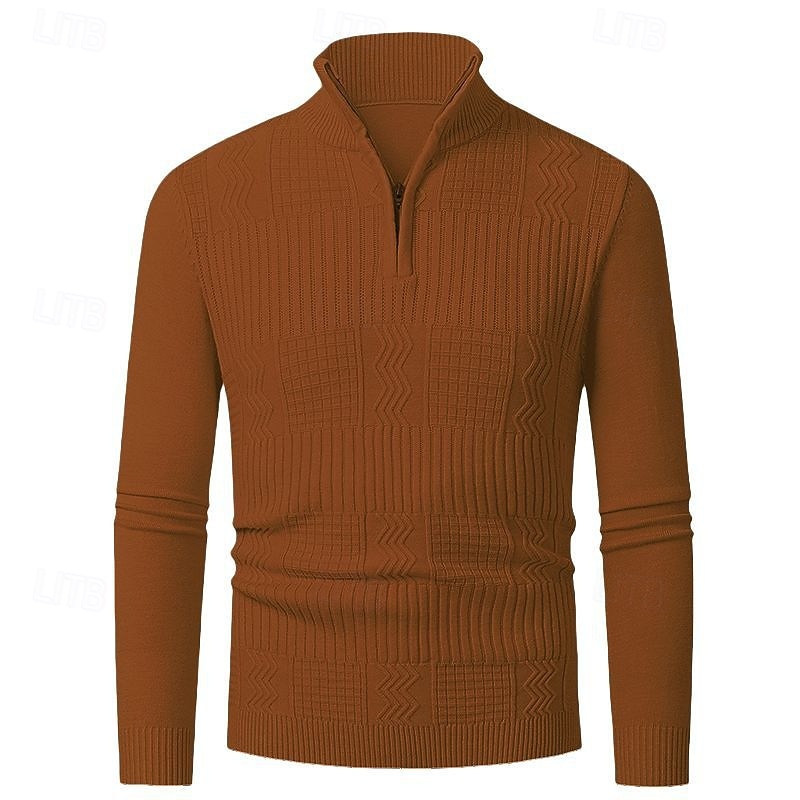 Herren Pullover Pullover mit Viertelreißverschluss Strickpullover Zopfmuster Stricken Normale Oberteile Gestrickt Einfach Viertelreißverschluss Mode Lässig Urlaub Alltagskleidung Bekleidung Herbst 2025 - $22.99 –P13