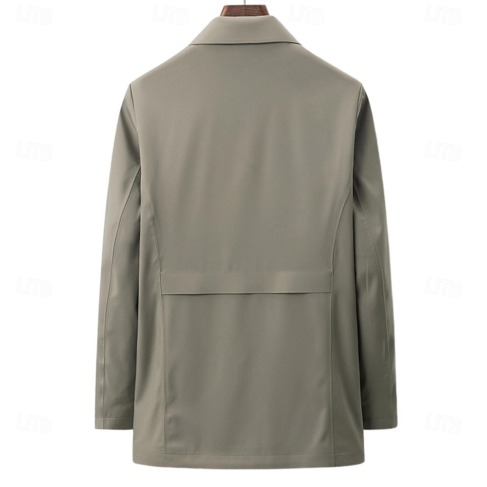 Herr Trenchcoat Formell Kontor Vår Höst Många årstider Polyester Ytterkläder Kläder Elegant Dagligen Ensfärgat Vik-över krage Enkelknäppt 2025 - $100.99 –P5