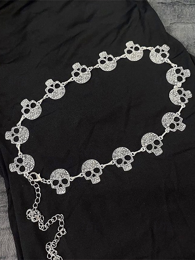 Dámský halloweenský opasek s lebkou – gotický řetízek kolem pasu z legíny na kostýmní večírky, cosplay a večerní zábavu 2025 - $14.99 –P6