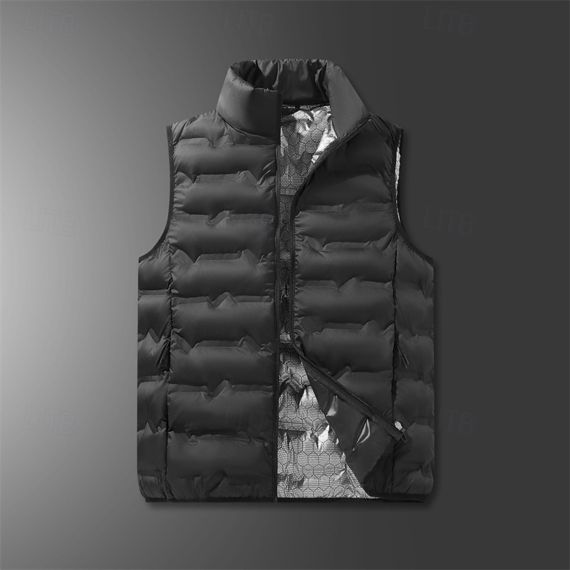Men's Hiking Vest Winter Vest Puffer Vest Sleeveless Vest Outdoor Thermal Warm Winter Zipper Polyester Black Khaki Dark Blue Hunting Fishing Climbing 2025 - $42.99 –P2