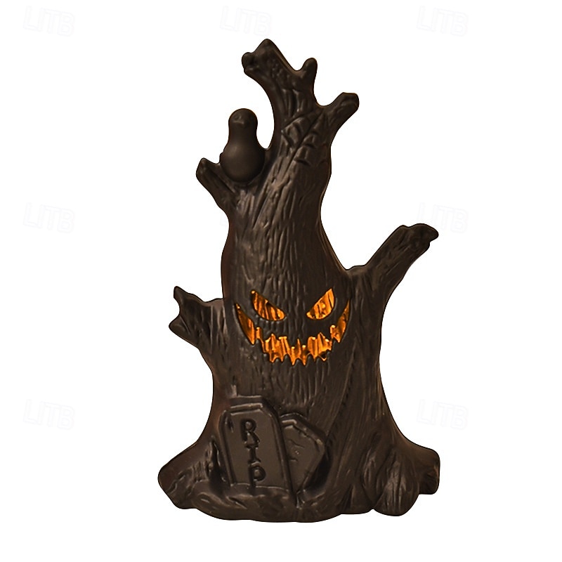 1 pezzo da 15,2 cm di Halloween, a forma di ceppo d'albero con faccia di fantasma, a LED, elettronico, per interni ed esterni, per feste di Halloween, ristoranti, camere da letto, cortili, atmosfera, del 2025 a $7.99 –P9