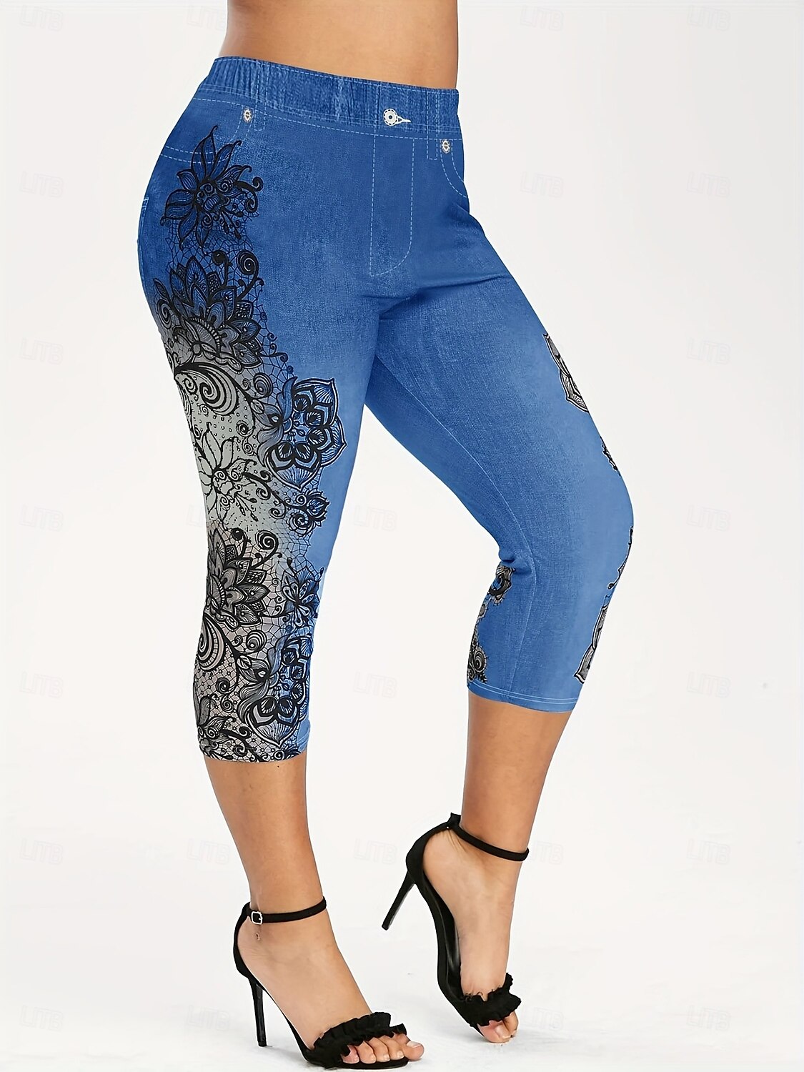 Per donna 3/4 Collant Collant Atletico Lunghezza al polpaccio Vita Alta Floreale Stampa Comodo Sollevamento glutei Controllo addominale Yoga Casual Quotidiano Rosso scuro Blu marino Blu Viola del 2025 a $15.99 –P3