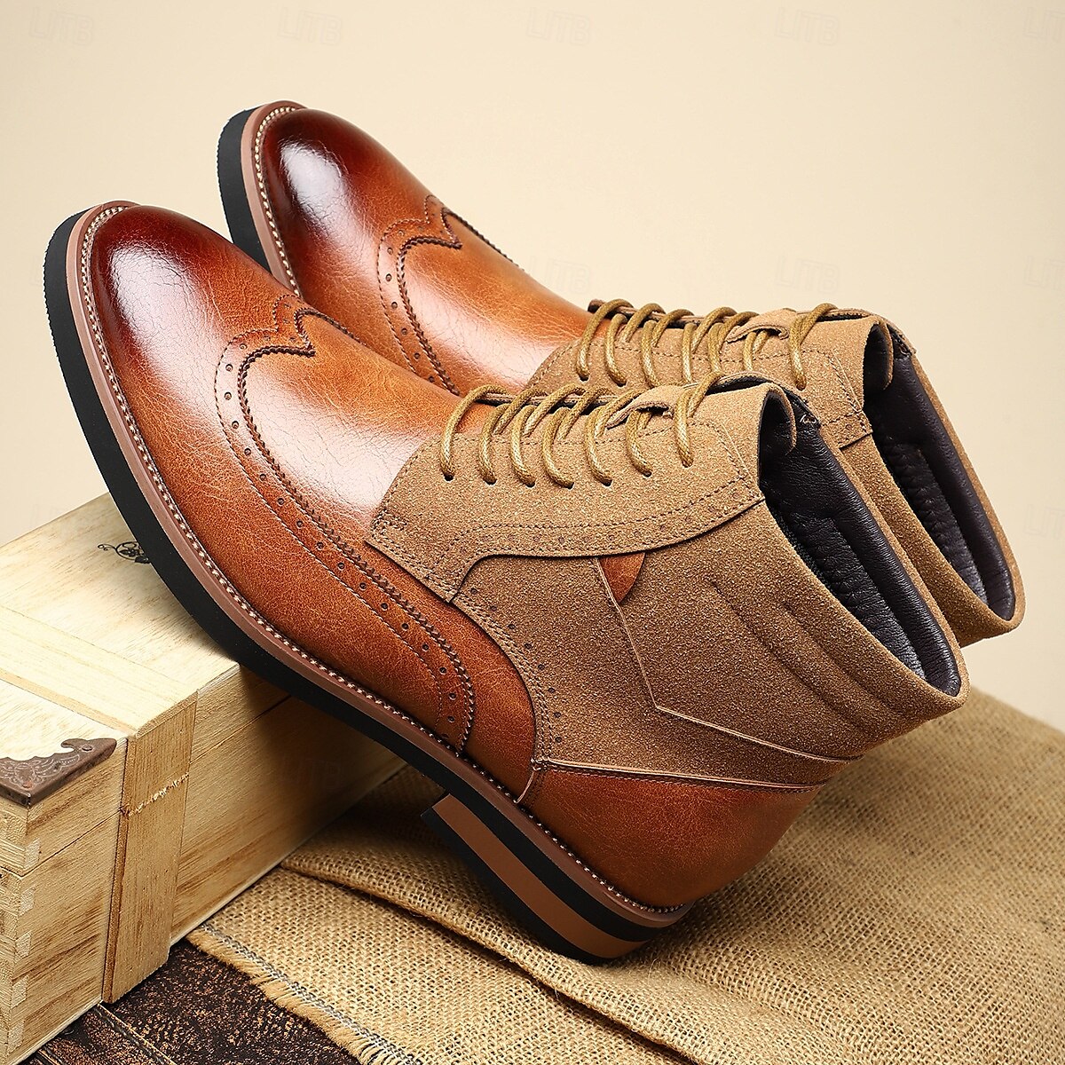 Per uomo Stivali Camminata Vintage Casual Britannico Pelle PU Camoscio Confortevole Antiscivolo Caldo Allacciatura Nero Giallo Marrone Autunno Inverno del 2025 a $54.99 –P9