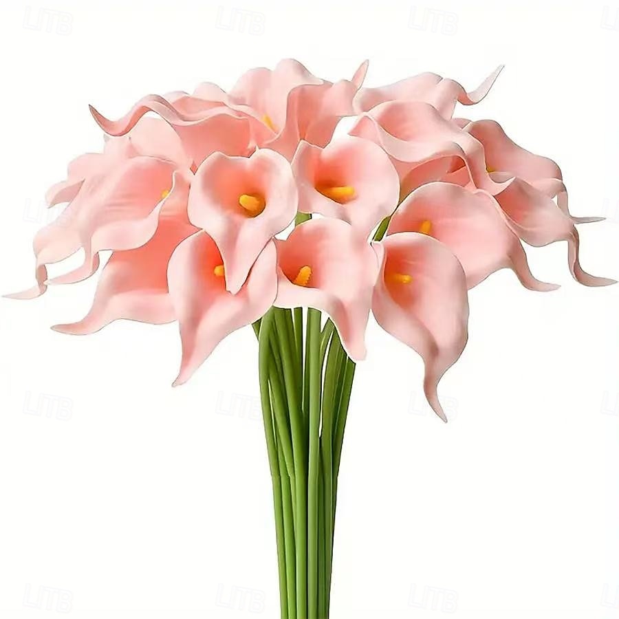 20 svazků umělých stonků lilií, kala a lotosových květů v 18 barvách, realistické umělé květiny na Valentýna, Den matek, svatební kytice, fotografické rekvizity, venkovní a vnitřní dekorace 2026 - $23.99 –P15