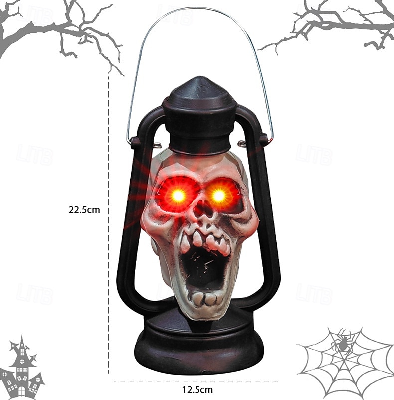 Halloween håndtak LED lysende hodeskaller hode røde øyne lampe glødende i mørke retro parafinlampe festdekorasjon 2025 - $24.99 –P3