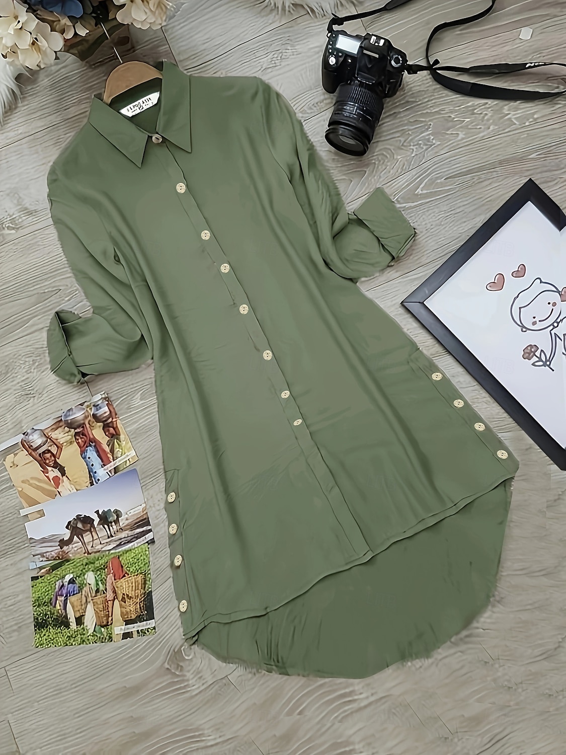 Per donna Mini Abito Abito Camicia Moda Moderno Quotidiano Ferie Uscire Vestibilità comoda Semplice Manica Lunga Colletto a Camicia Blu Verde Albicocca Estate Primavera del 2025 a $27.99 –P2