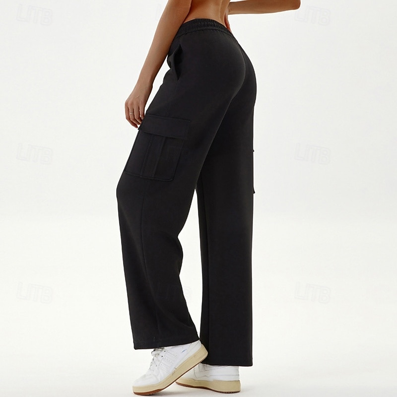 Mujer Pantalones casuales Pantalones deportivos cargo Con bolsillos Control de barriga Alta cintura Gimnasio Rutina de ejercicio De Deporte Prendas de abajo Color sólido Negro Verde Caqui Otoño 2026 - $40.99 –P16