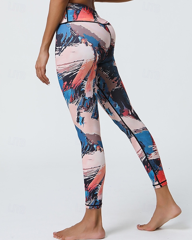 Mujer Leggings Capri Mallas Leggings de Yoga Control de barriga Alta cintura Gimnasio De Deporte Pilates Prendas de abajo Estampado Negro Amarillo Azul Otoño Deportes Ropa de Deporte Ajuste ceñido 2025 - $16.49 –P10