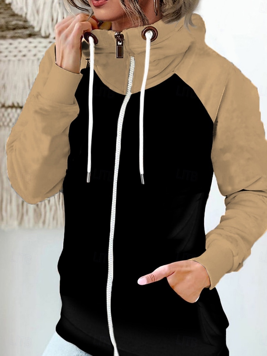 Női Pulóver Hoodie pulóver Színes Alkalmi Hosszú ujj Kapucni Normál felsők Utca Hétköznapi Cipzár Zseb Fehér Rubin Khakizöld Katonai zöld Ősz Tél 2025 - $19.99 –P7