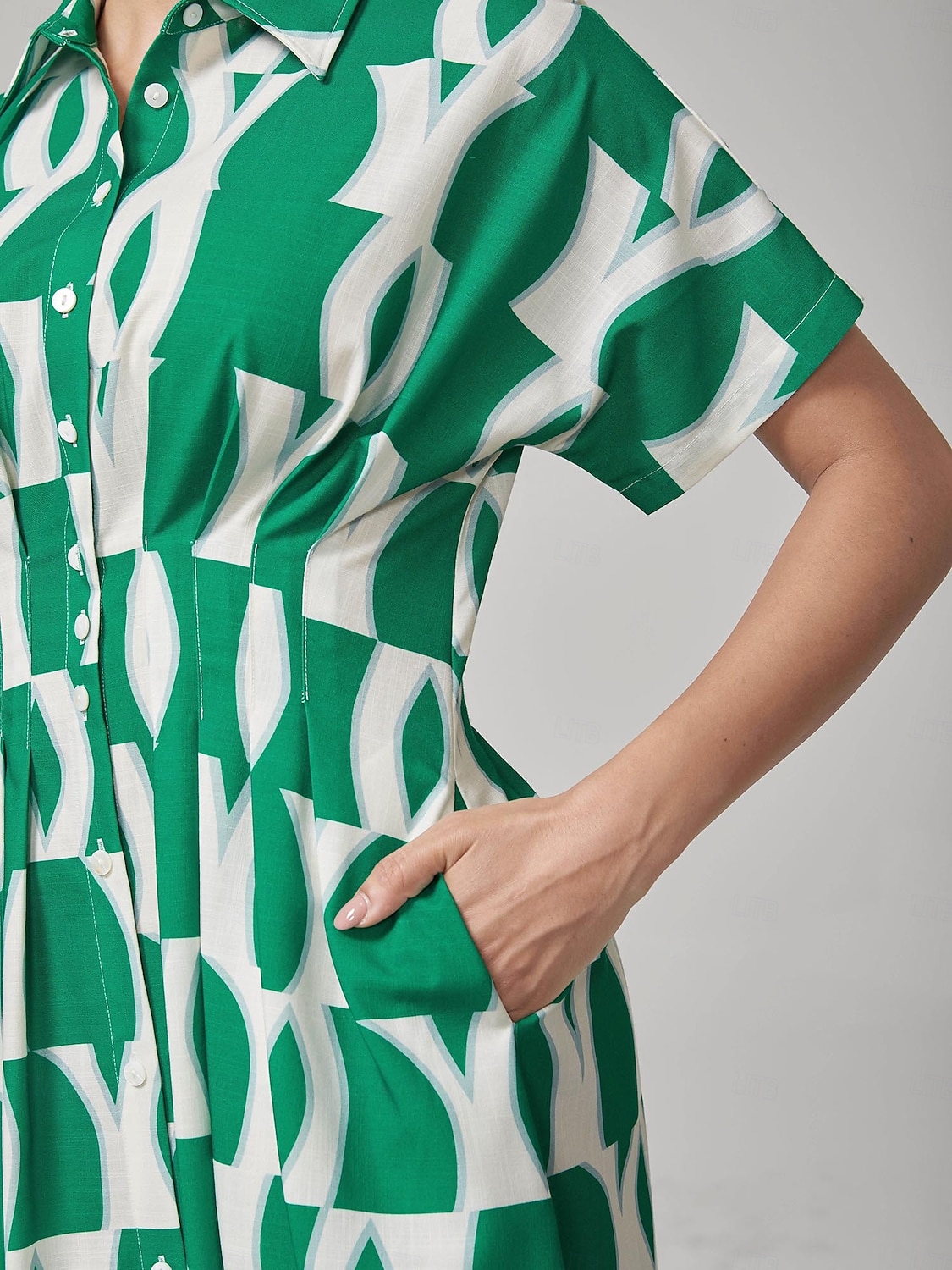 Per donna Eco Green Geometrico Estate Colletto a Camicia Vacanza XS S M del 2026 a $148.99 –P2