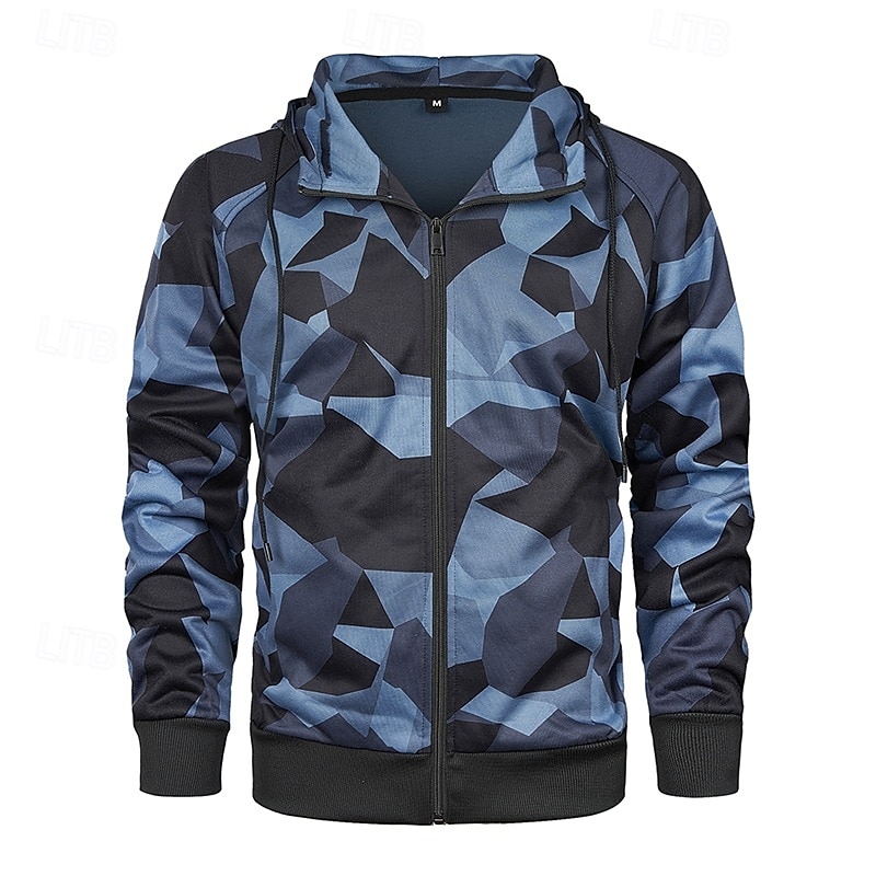 Herren Kapuzensweatshirt Vollreißverschluss-Kapuzensweatshirt Armeegrün Blau Khaki Mit Kapuze Einfach Tarnung Tasche Sport & Outdoor Lässig Täglich Streetwear Cool Sportbekleidung Frühling & Herbst 2026 - $28.99 –P3