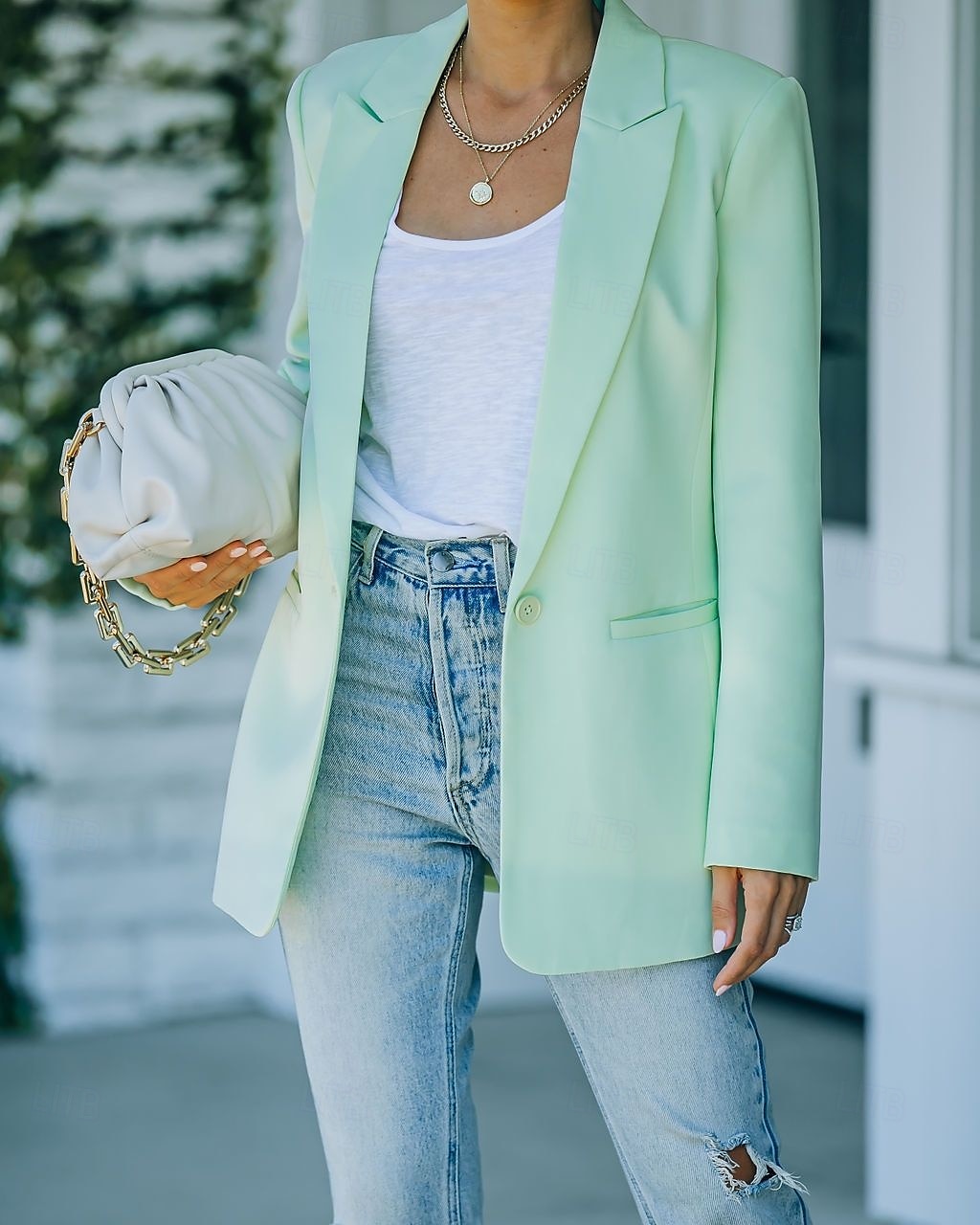 Damen Blazer Bequem Atmungsaktiv Tasche Mode Modern Einfach Arbeit Täglich Regulär Umlegekragen Normale Passform Langarm Oberbekleidung Rosa Orange Grün Frühling Herbst 2025 - $26.99 –P6