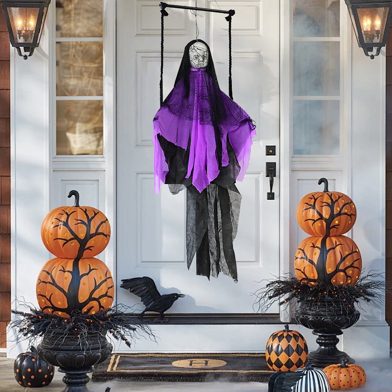 hängande spökdekoration obehagligt spetstyghänge för halloweenbar och dekor för fester lätt och skrämmande design 2025 - $57.99 –P6