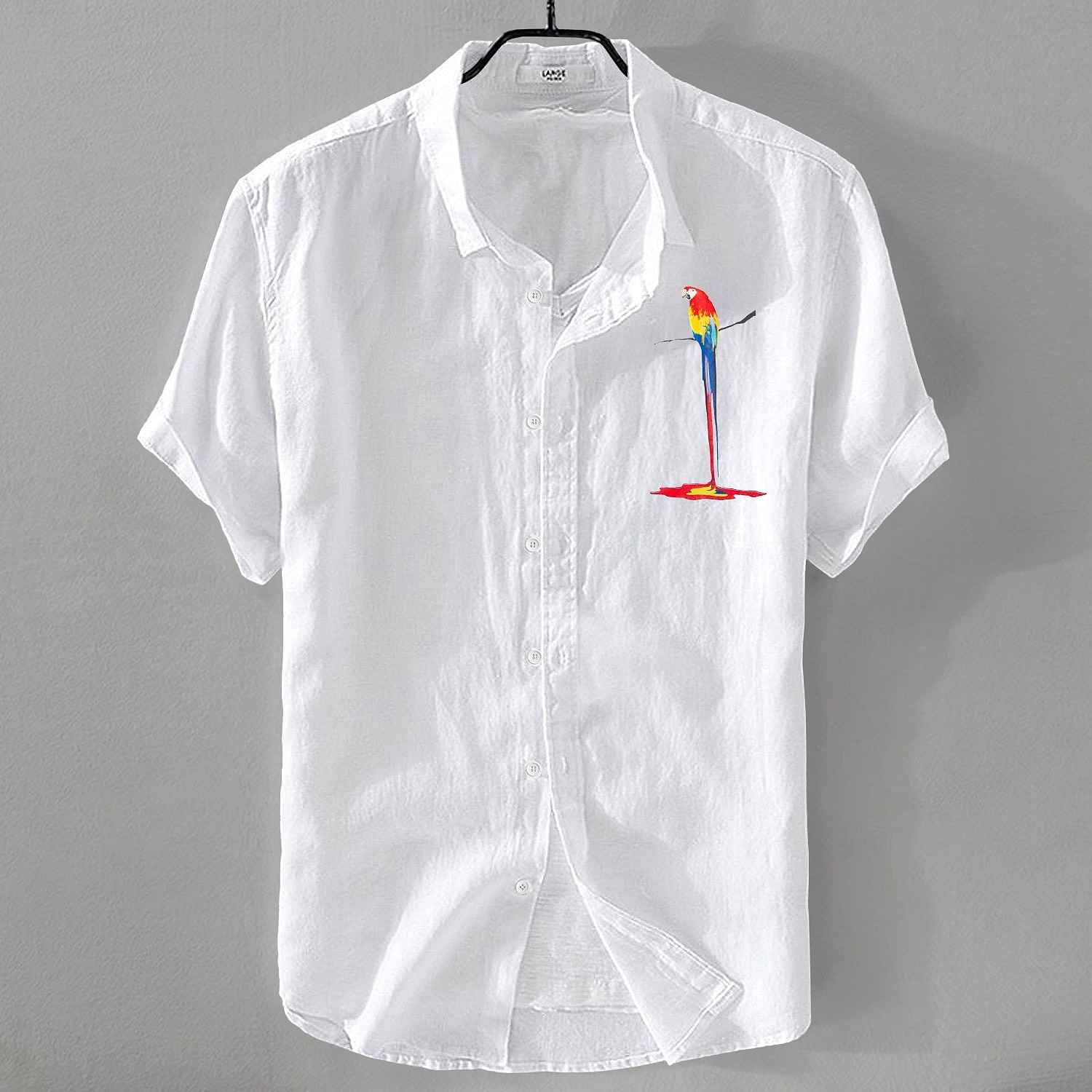Hombre Camisa Camisa de lino Camisa de verano Camisa de playa Abotonar la camisa Pájaro Vacaciones Casual Negro Blanco Rosa Azul Piscina Manga Corta Cuello Vuelto Verano Ropa 2025 - $21.99 –P1