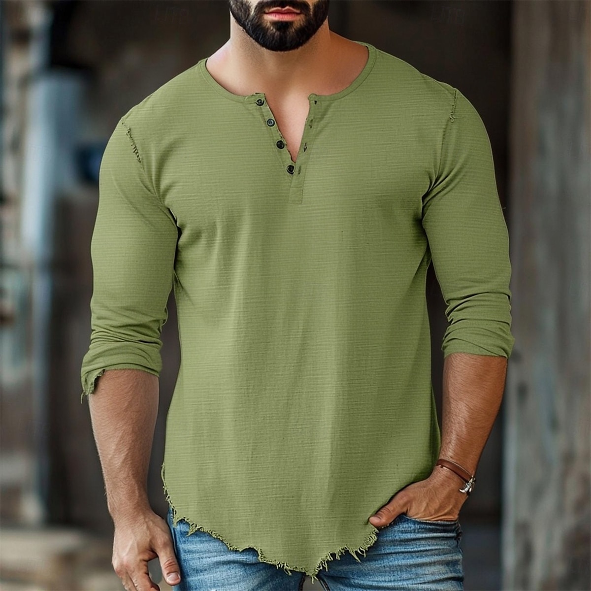 Men's Cotton Linen Shirt Henley Shirt Tee Henley Top Long Sleeve Solid Color Plain Solid Fashion Designer Casual Color Block Buttons Henley Outdoor Casual Daily Summer All Seasons White Pink Light 2025 - $22.99 –P9