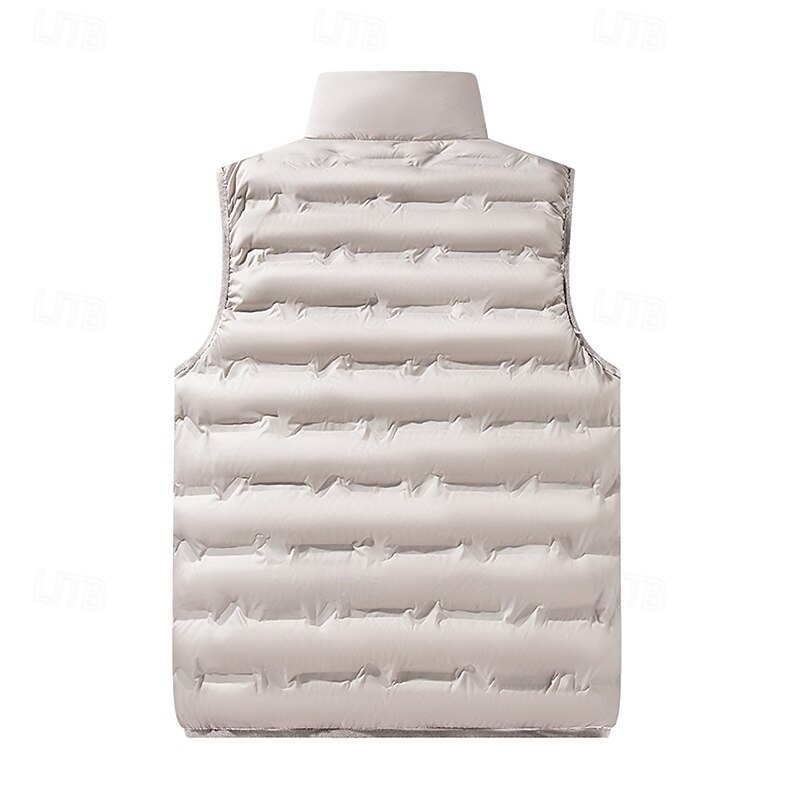 Men's Hiking Vest Winter Vest Puffer Vest Sleeveless Vest Outdoor Thermal Warm Winter Zipper Polyester Black Khaki Dark Blue Hunting Fishing Climbing 2025 - $42.99 –P6