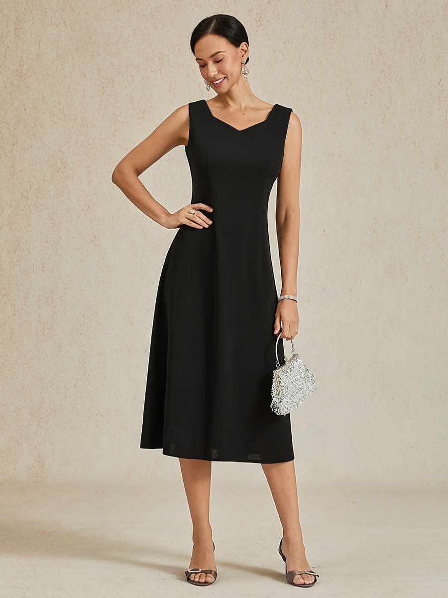 Women's Midi Dress Sheath Dress A Line Dress Elegant Wedding Party Wedding Guest Regular Fit Solid Color Sleeveless V Neck Gray Pink Black Burgundy Navy Blue Summer Spring Fall Winter 2025 - $49.99 –P1