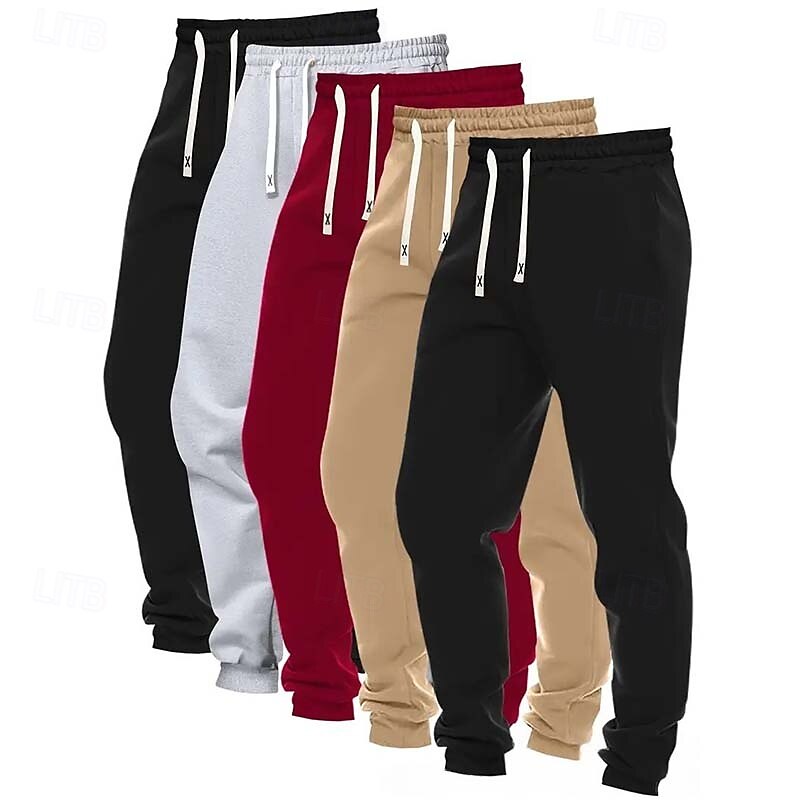 5PCS Men's Sweatpants Joggers Trousers Casual Pants Running Pants Pocket Elastic Waist Drawstring Plain Comfort Full Length Outdoor Daily Simple Classic Style 2025 - $49.99 –P1