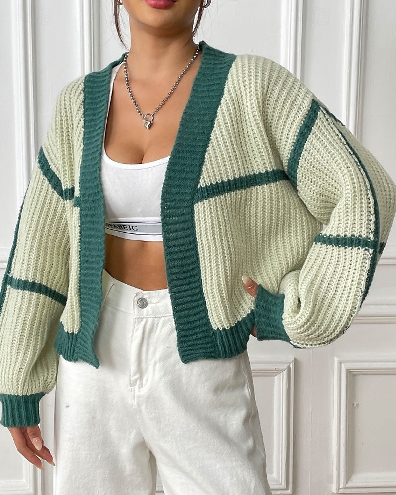 Damen Strickjacke Mode Farbblock Gerippt Kapuze Patchwork Gestrickt Langarm Normale Oberteile Stricken Ferien Ausgehen Wochenende Schwarz Rosa Herbst 2025 - $26.99 –P4