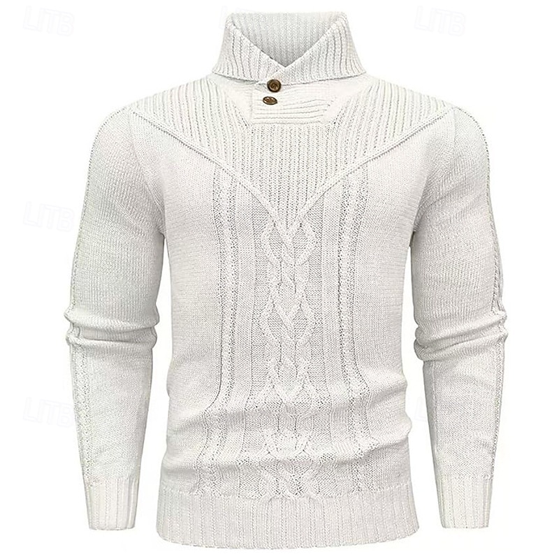 Voor heren Trui Gebreide trui Geribd breien Normale tops Gebreid Effen Opstaande boord Modieus Basic Vakantie Alledaagse kleding Kleding Herfst Winter Wijn Zwart S M L 2025 - $35.99 –P2