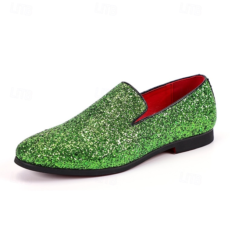 נעלי לואפרס אדומות לגברים עם נצנצים – נעלי מסיבה נוצצות למופעים, הופעות ואירועי חג 2026 - $59.99 –P5