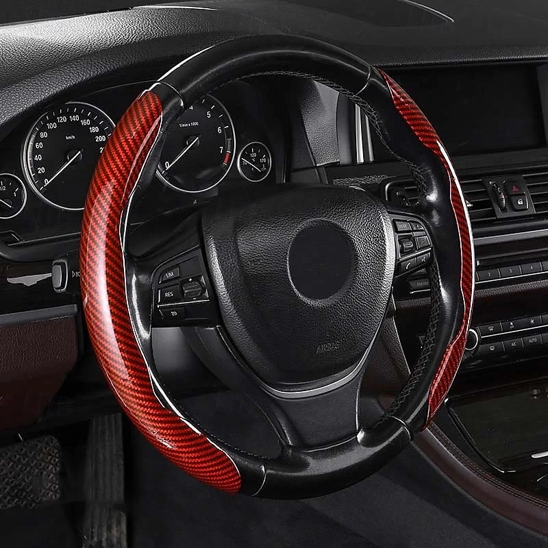 Funda antideslizante de silicona y fibra de carbono para volante de coche, ajuste universal, elegante, antideslizante, con agarre suave, para la decoración interior del coche y un cómodo accesorio de conducción. 2026 - $19.99 –P5