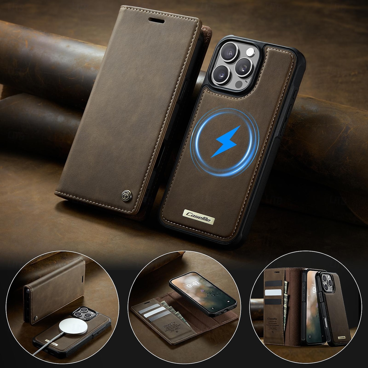 Phone Case For iPhone 16 iPhone 15 iPhone 14 13 12 11 Pro Max Plus Flip Cover Detachable Magnetic Support Wireless Charging TPU PU Leather 2025 - $21.99 –P3