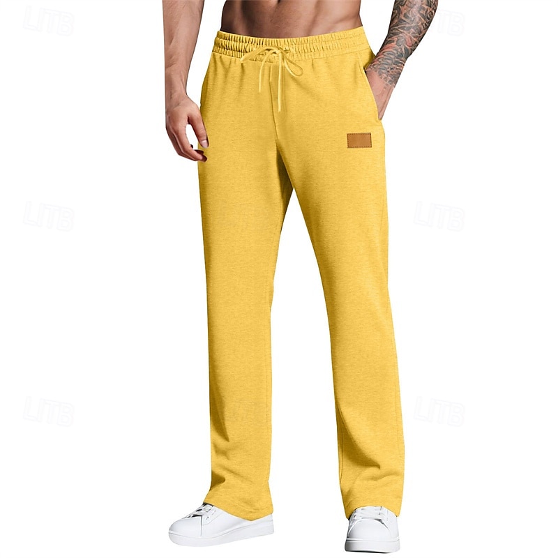 Herr Joggingbyxor Långbyxor Träningsbyxor med raka ben Ficka Elastisk midja Snörning Slät Komfort Utomhussport Dagligen Mode Ledigt Svart Vit Microelastisk 2025 - $17.99 –P12