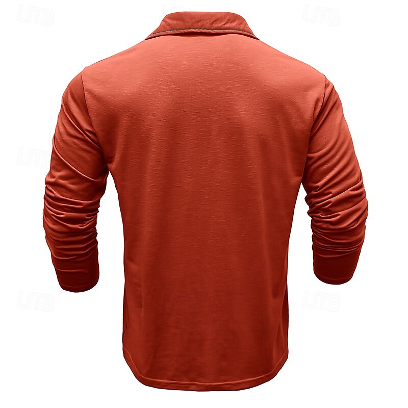Herren Golfshirt Golf Poloshirts Arbeit Lässig Revers Langarm Basic Modern Einfach Knöpfe Frühling Herbst Normale Passform Weiß Gelb Orange Armeegrün Grau Golfshirt 2025 - $25.99 –P14