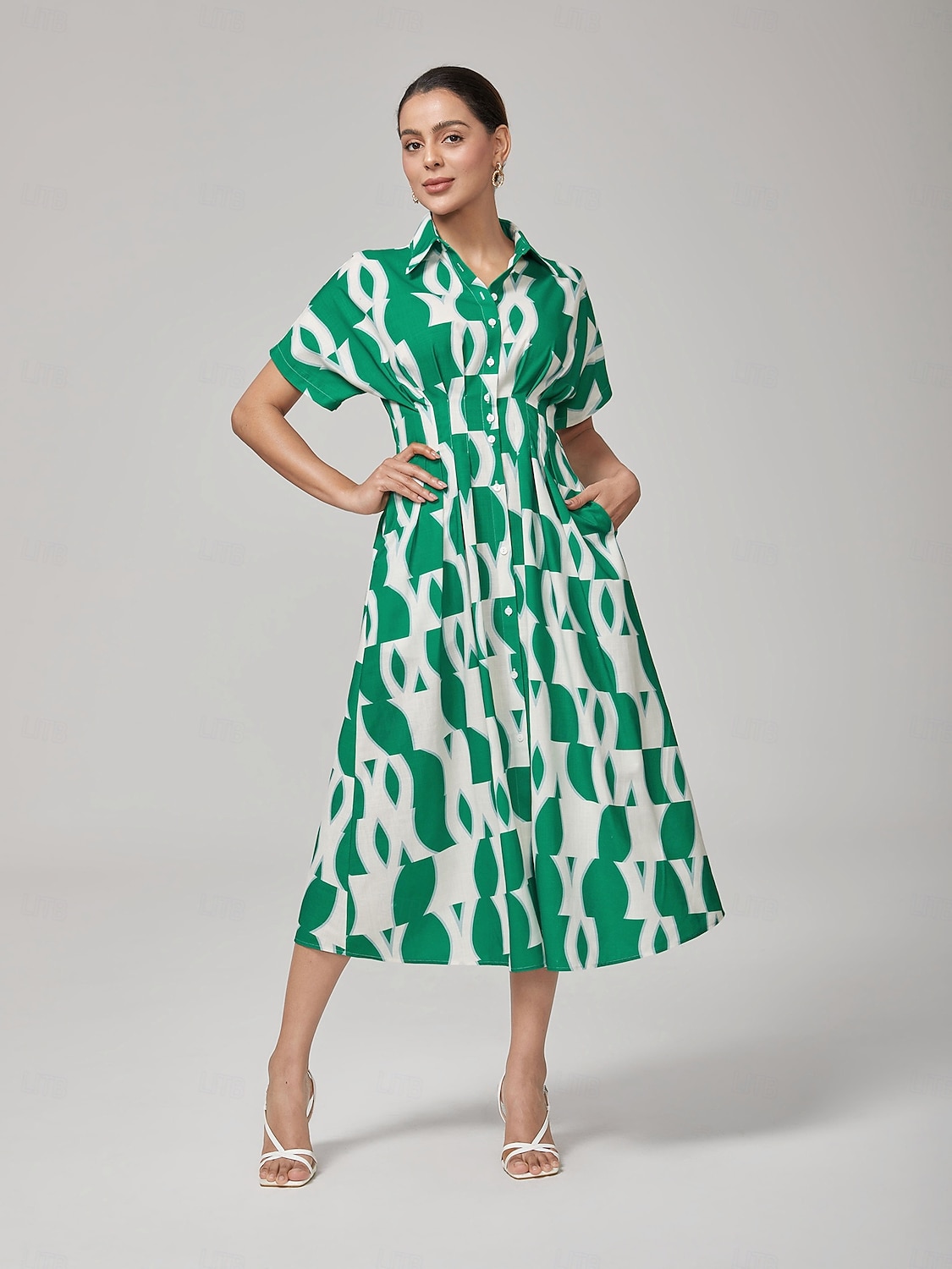 Per donna Eco Green Geometrico Estate Colletto a Camicia Vacanza XS S M del 2026 a $148.99 –P5