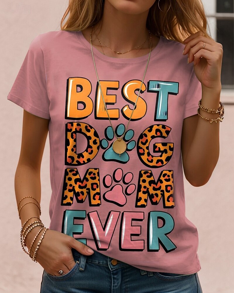Jour de Thanksgiving Femmes T-shirt Graphique Animal Chien ancien Élégant Classique Manche Courte Col ras du cou Col rond Hauts Réguliers Quotidien Week-end Imprimé Noir Blanche Rose Claire Bleu Bleu de 2025 ? $19.99 –P7
