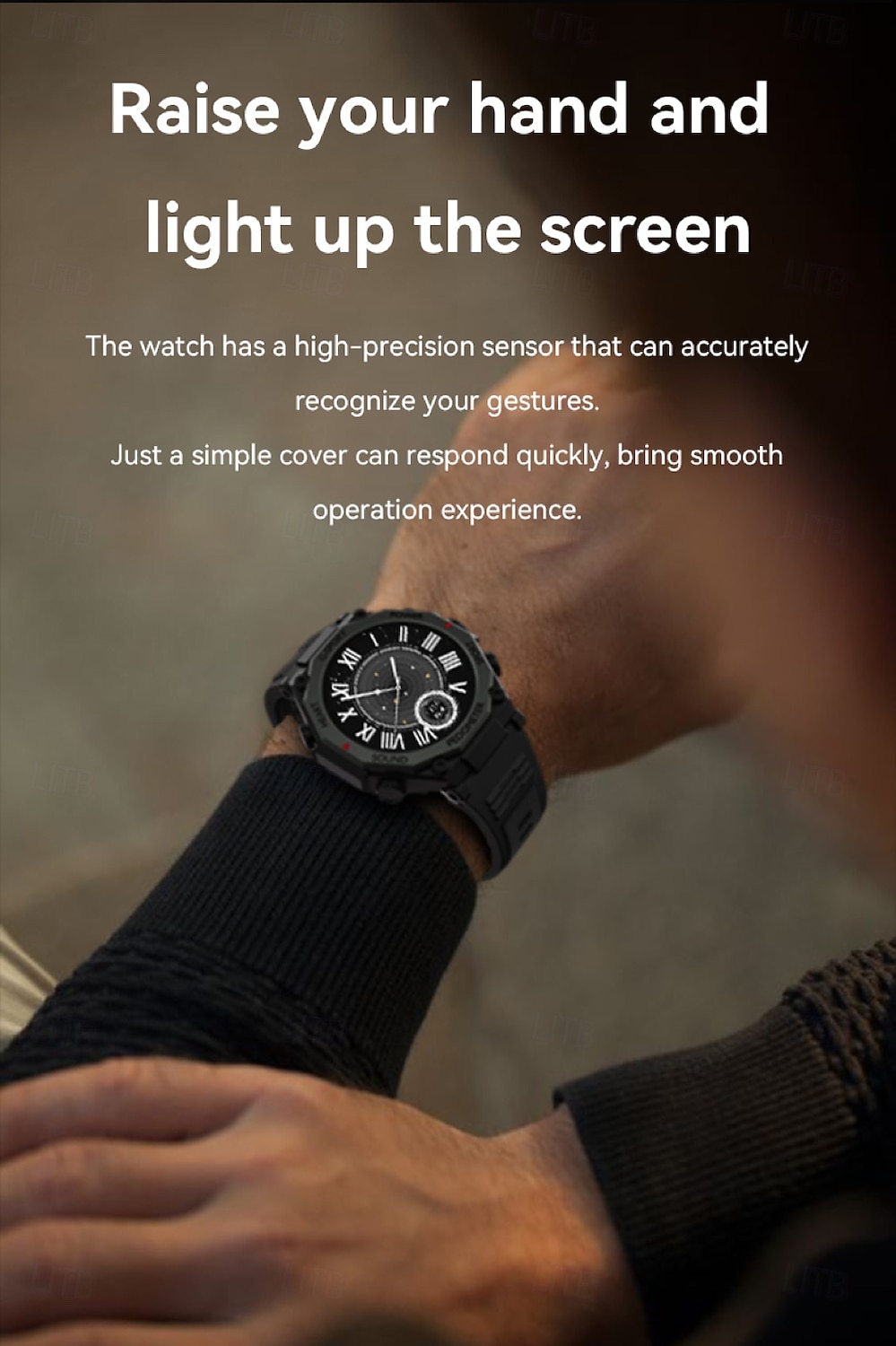 Reloj inteligente deportivo para hombre, con linterna LED, Bluetooth, llamadas, control del ritmo cardíaco, asistente de voz, SOS, para exteriores, 1,52 2025 - $23.99 –P8