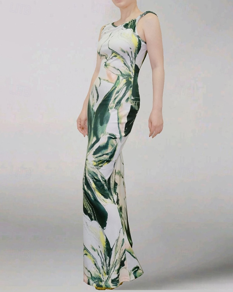 Femmes Robe Longue Maxi Robe Robe Imprimée Mode Extérieur Sortir Week-end Coupe régulière Fleur Sans manches Une Épaule Violet Vert Été de 2025 ? $22.99 –P12