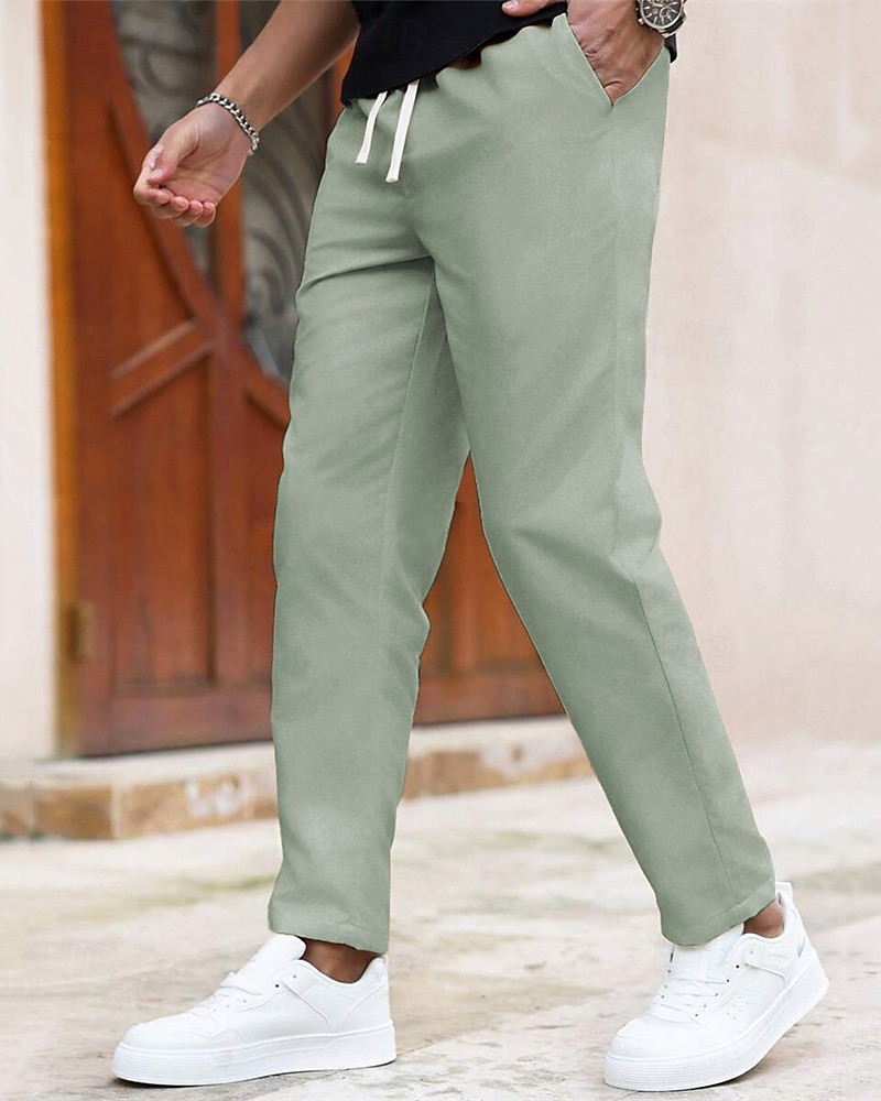 Pánské Upnuté Kalhoty Kalhoty chinos Šňůrky Kapsy Bez vzoru Pohodlné Po kotníky Denní Obchod Práce Módní Klasický styl Vodní modrá Černá Lehce elastické 2026 - $18.99 –P7