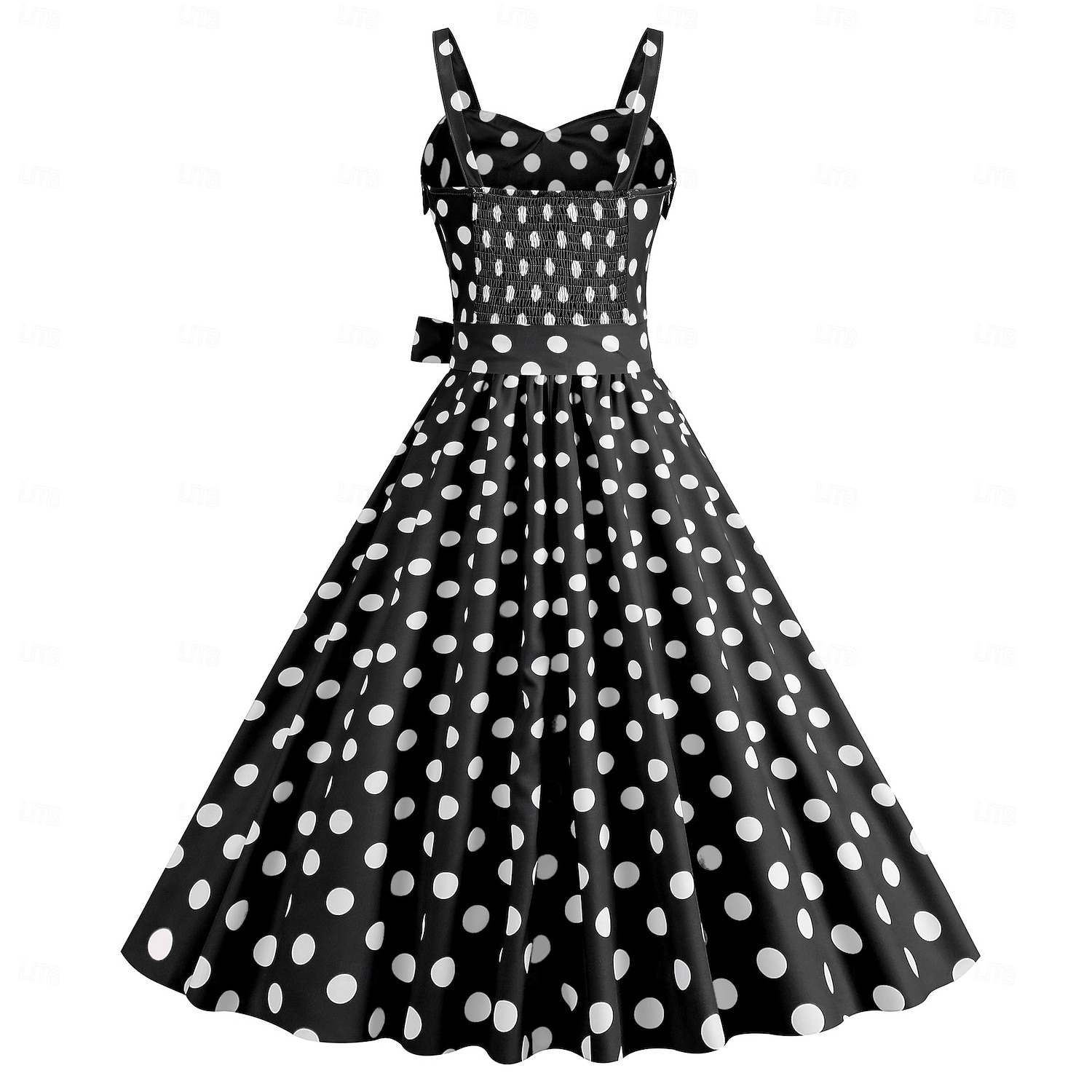 Retro 50. léta Rockabilly Polední Šaty Houpací šaty Flare šaty S páskem Popruh na špagety Puntíkované A-Linie Dámské Karneval Denní nošení Čajový dýchánek Retro tematická párty Dospělí Šaty Jaro léto 2025 - $24.99 –P11