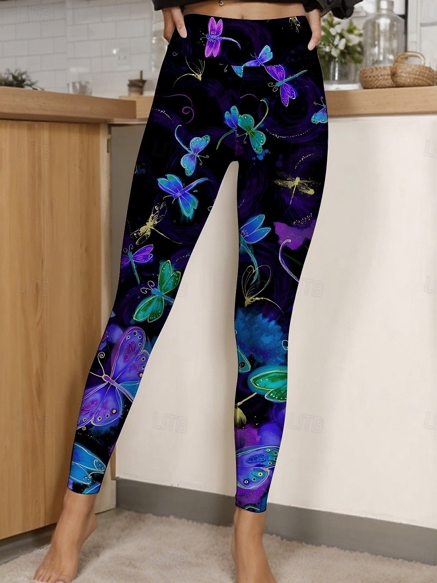 Femmes Pantalons Leggings Leggings confortables Streetwear Occasionnel Longueur complète Taille haute Papillon Taille Élastique Imprimé Respirabilité Confortable Élastique Vacances Rue Tenue de 2026 ? $19.99 –P1