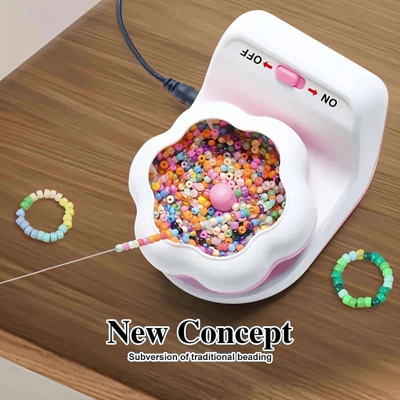 Fully Automatic Bead Rotating Machine Vertical and Horizontal Electric Turntable DIY Professional Rice Bead Tassel Jewelry Making Tool Creative Handmade Bracelet Weaving Kit Perfect Birthday Gift 2025 - $41.99 –P5