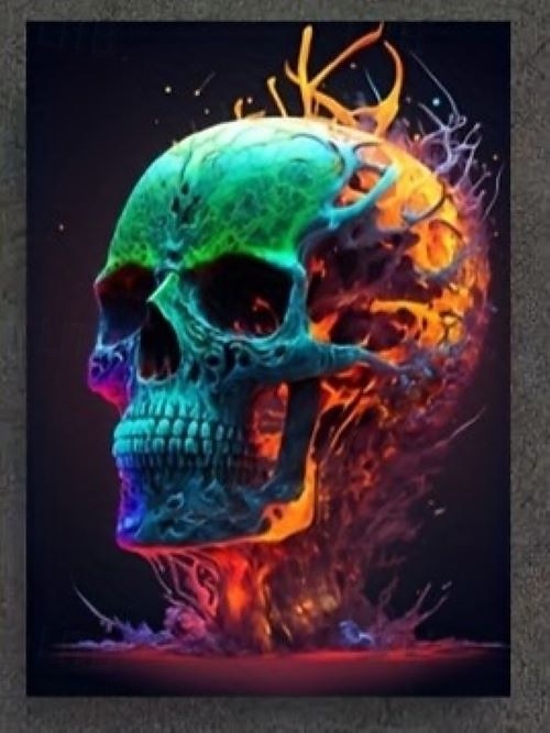 abstrakt neonhodeskallefarge lerretskunst nydelig flammeplakattrykk uinnrammet stue soverom hjemmedekorasjon egnet for halloween 2025 - $13.99 –P11