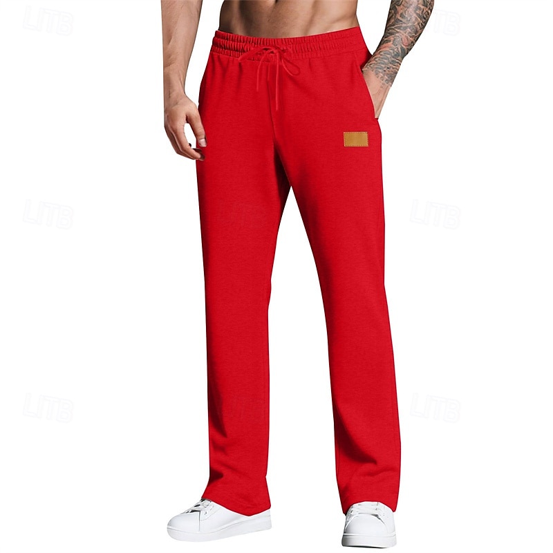 Herr Joggingbyxor Långbyxor Träningsbyxor med raka ben Ficka Elastisk midja Snörning Slät Komfort Utomhussport Dagligen Mode Ledigt Svart Vit Microelastisk 2025 - $17.99 –P10