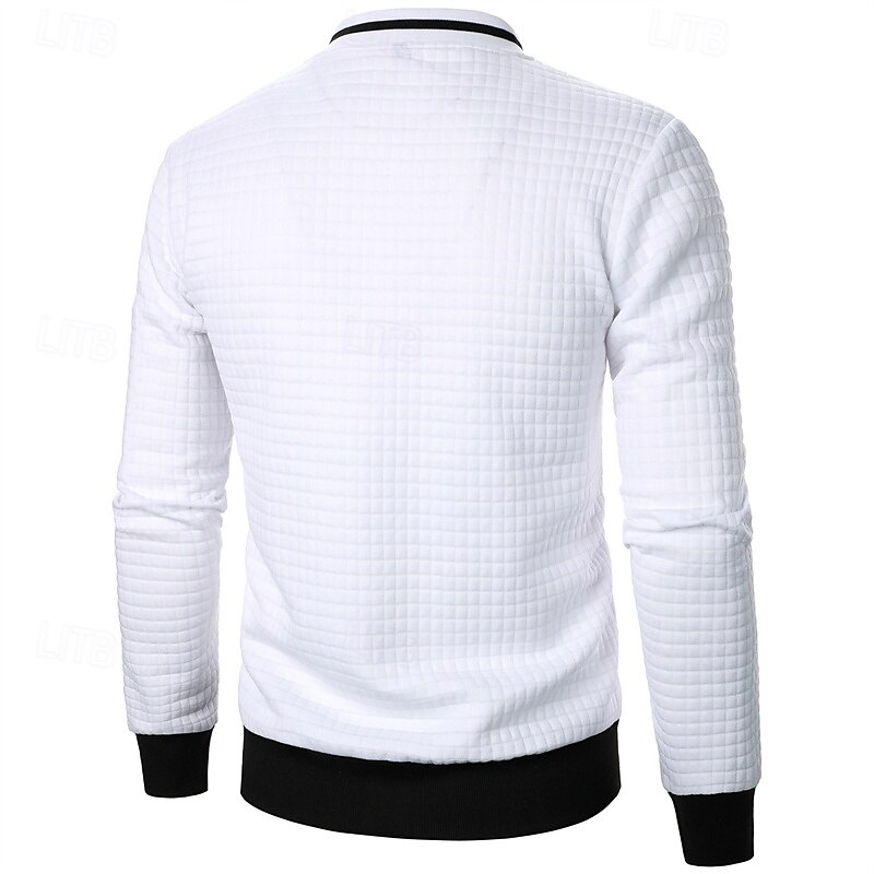 Homens jaqueta leve Jaqueta casual Jaqueta do time do colégio Férias Diário Bolsos Emenda Primavera Outono Bloco de cor Moda Clássico Colarinho Chinês Padrão Tecido Waffle Preto Branco Vinho Azul de 2025 por $20.99 –P5