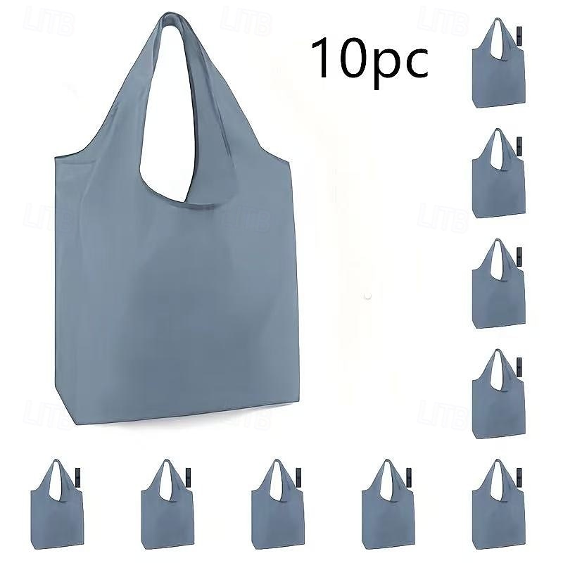 10 wiederverwendbare, faltbare Einkaufstaschen, strapazierfähige, waschbare Tragetaschen aus Polyester mit stabilen Griffen, leuchtende Farben, umweltfreundliche Einkaufstaschen für den täglichen 2025 - $18.99 –P8