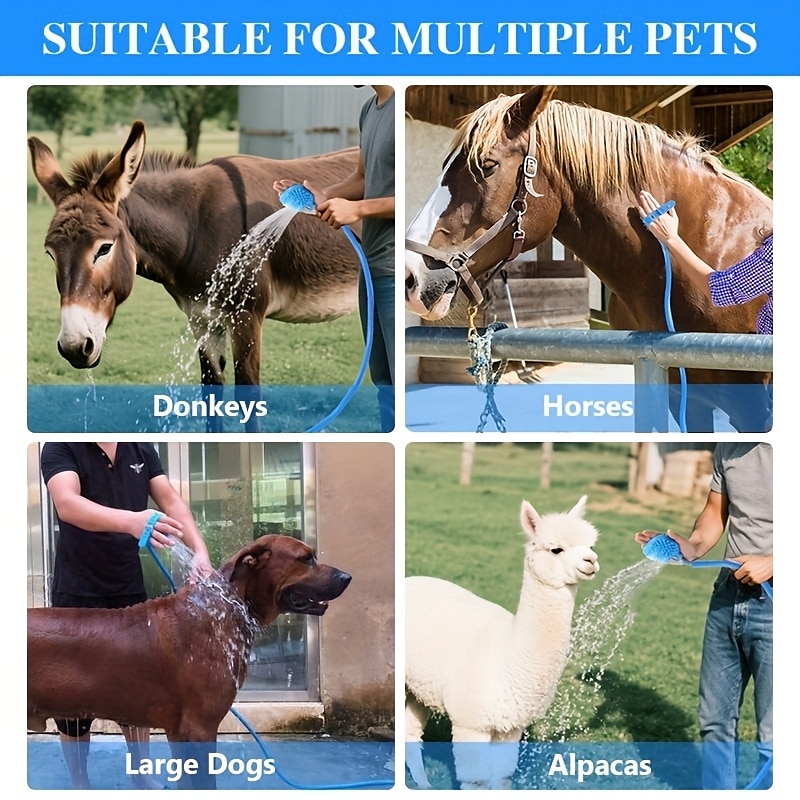 Outil de bain pour chevaux 5 en 1 et brosse douce, brosse polyvalente pour chevaux avec buse de tuyau d'arrosage, outil de massage pour toilettage de chevaux adapté aux bovins, chevaux, moutons, etc. de 2025 ? $27.99 –P7