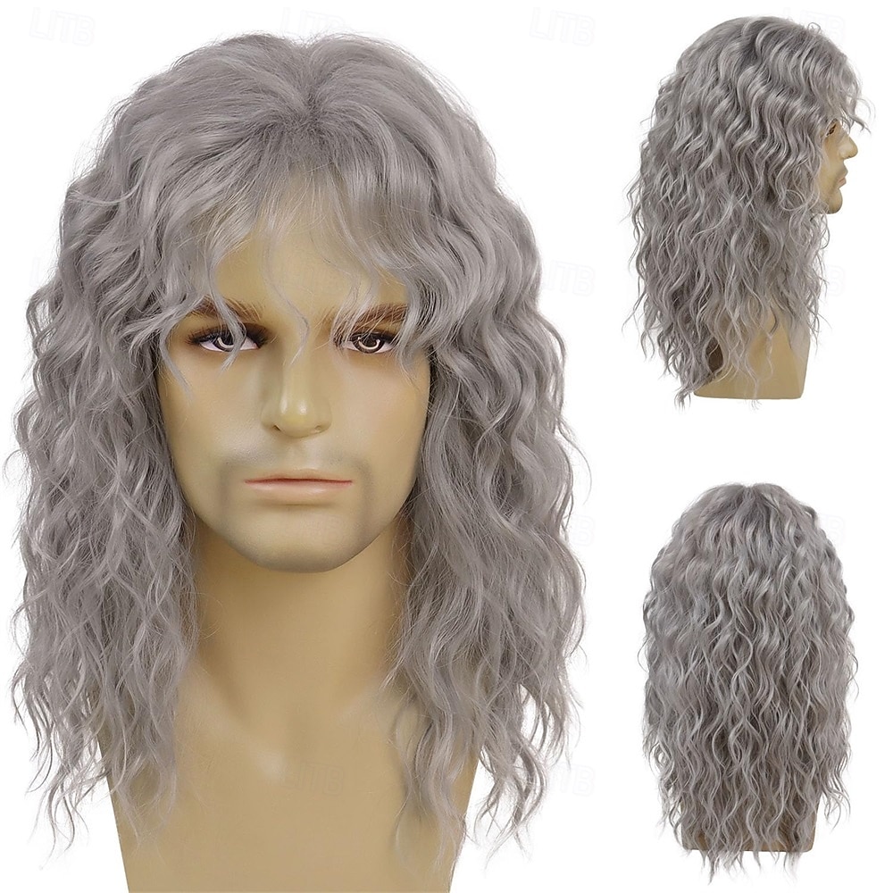20 inch 80s rockpruiken voor mannen en vrouwen pruik lange blonde pruik met pony 1980s kostuum halloween blonde krullende golvende pruiken mullet rocker disco punk stijl 2026 - $23.99 –P10