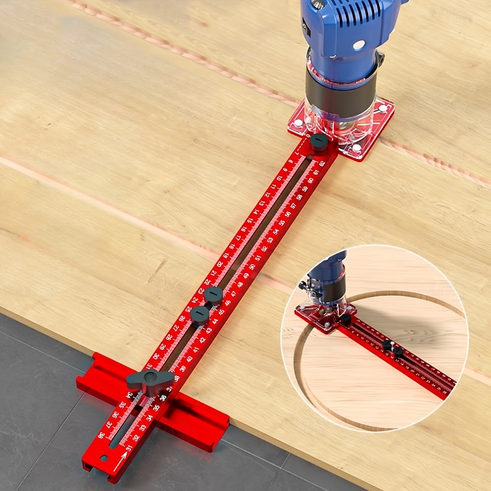 Fraiseuse à bois multifonctionnelle 3 en 1 avec pince en aluminium - outil de coupe et de fraisage circulaire de précision avec support de rainure réglable, base rouge et rail en acrylique transparent de 2025 ? $63.99 –P15