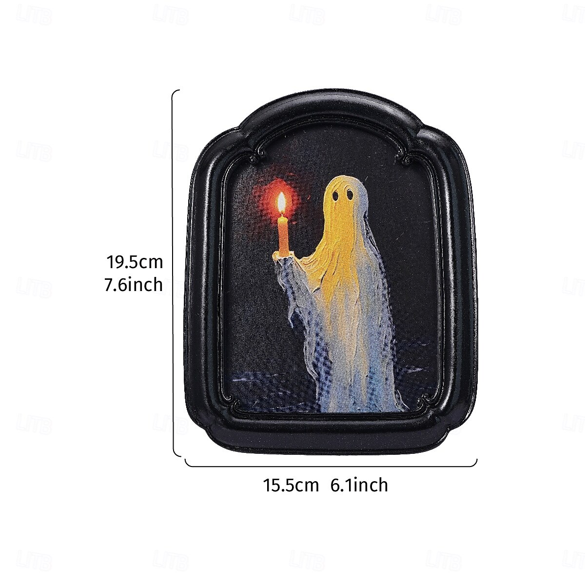 Halloween Resin Photo Frame Decor, Black and Brown Ghost Holding Candle Design, Round and Square Shapes for Home, Bedroom, Study, and Office Desktop Halloween Photo Display 2025 - $17.49 –P2