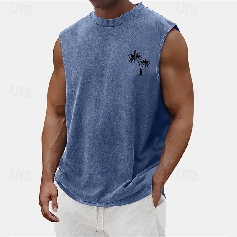 Hombre Camiseta sin mangas Top Camisetas Interiores Camisa sin mangas Sin Mangas Cuello Barco Verano Árbol de coco Moda Design Básico Clásico Vacaciones Calle Noche Negro Verde Claro Azul Piscina 2025 - $11.99 –P4