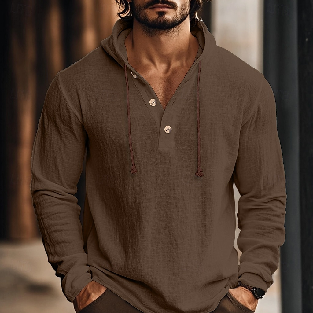 Homens Camisa Social Camisa de linho Camisa com capuz Tecido Férias Casual Branco Azul Verde Café Manga Longa Com Capuz Outono Primavera Verão Roupa de 2025 por $25.99 –P1